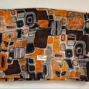 Geometric orange brown printed silk material of 3 Yds Width 45 Inches